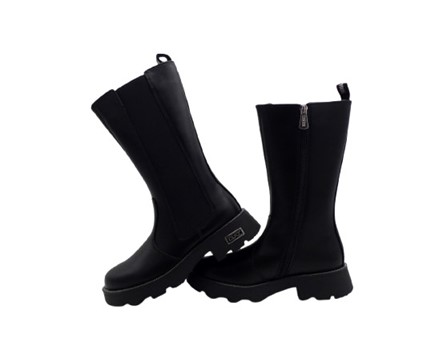 Stivale in eco pelle con inserti elastici laterali e zip