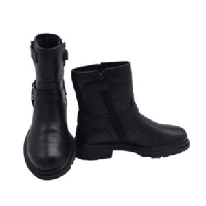 Stivaletto in pelle con anello laterale e zip