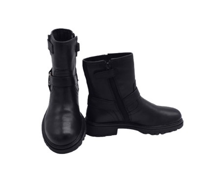 Stivaletto in pelle con anello laterale e zip