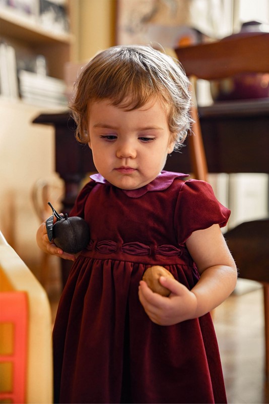 Vestito in velluto manica a palloncino