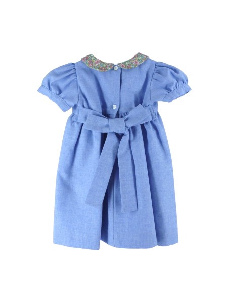 Vestito con colletto fantasia floreale e ricami