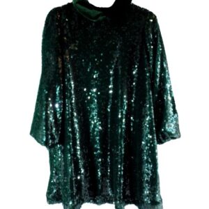 Vestito in pailettes con colletto in velluto