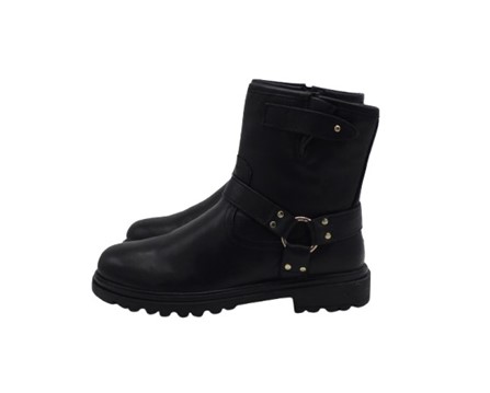 Stivaletto in pelle con anello laterale e zip