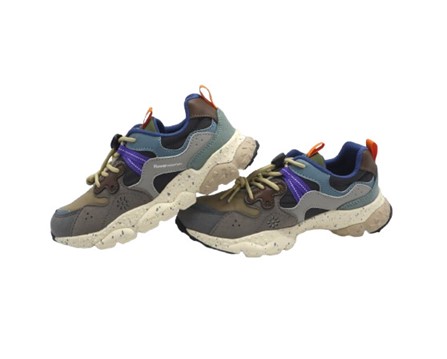 Sneaker in tessuto tecnico ed eco pelle con lacci elastici