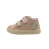 Sneaker primo passo in pelle con doppio velcro glitter