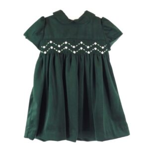 Vestito in velluto con ricamo punto smock