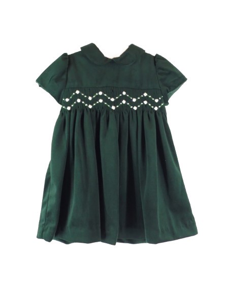 Vestito in velluto con ricamo punto smock