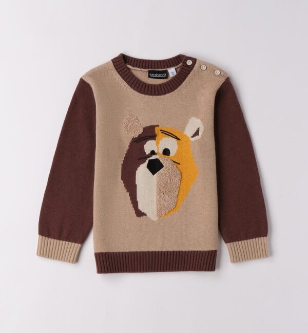 Maglione bicolor con orso
