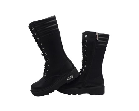 Anfibio alto in eco pelle con lacci e zip