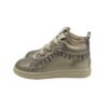 Sneaker primo passo in pelle laminata e micro glitter