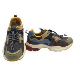 Sneaker in tessuto tecnico ed eco pelle con lacci elastici