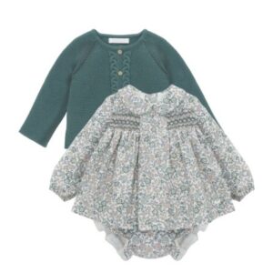 Completo vestitino con coulotte e giacchino con trecce