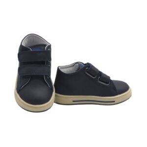 Sneaker primo passo in pelle con doppio velcro
