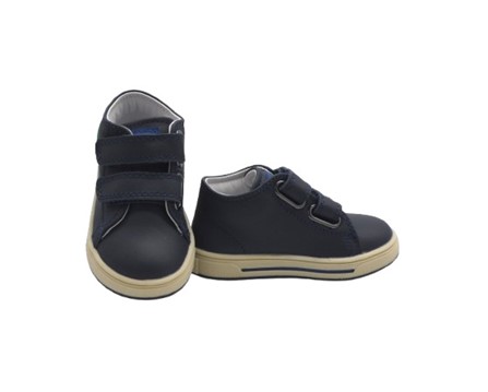 Sneaker primo passo in pelle con doppio velcro