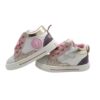 Sneaker primo passo in pelle e micro glitter con lacci