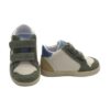 Sneaker primo passo in pelle e camoscio con doppio velcro