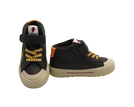 Sneaker alta in eco pelle con lacci elastici e velcro