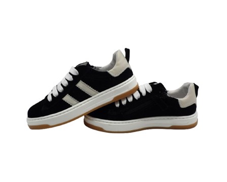 Sneaker in camoscio con lacci e zip