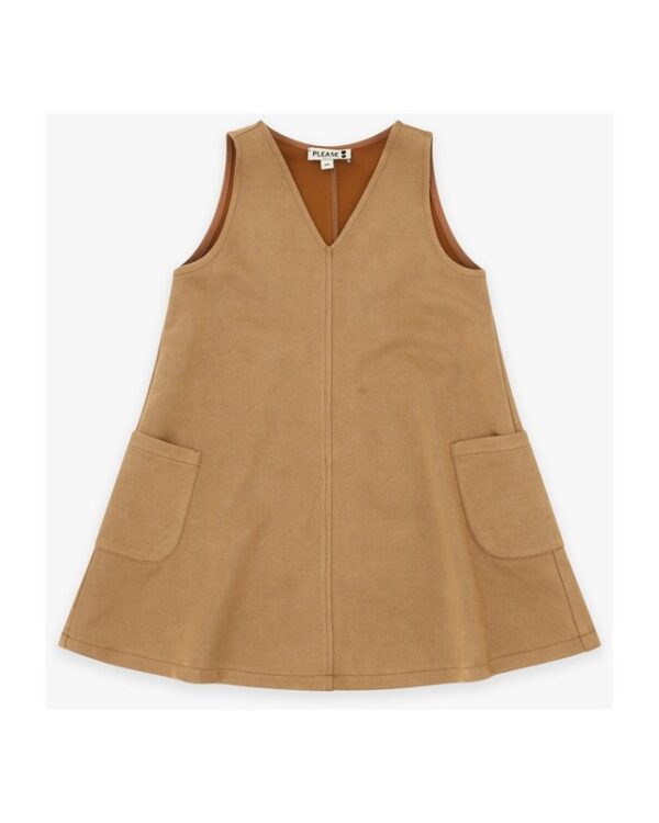 Vestito scamiciato in alcantara con tasche laterali