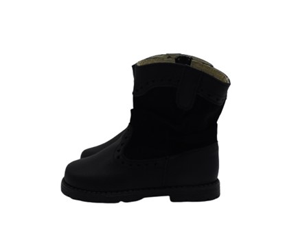 Stivaletto in pelle e velluto con zip