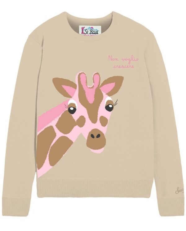 EBA4DEBAF85EDA7E44DEF0AEB37AC0E1_ Maglione ricamo giraffa non voglio crescere