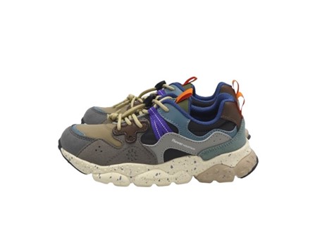 Sneaker in tessuto tecnico ed eco pelle con lacci elastici
