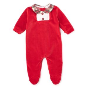 Tutina in ciniglia con colletto tartan