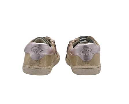 Sneaker primo passo in pelle laminata con lacci e zip