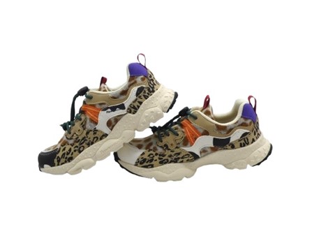 Sneaker in tessuto peluche ed eco pelle con lacci elastici