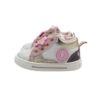 Sneaker primo passo in pelle e micro glitter con lacci