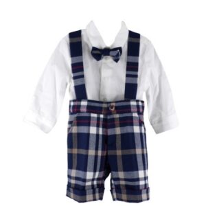 Completo camicia e salopette quadri con papillon