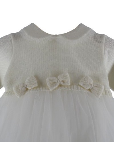 Vestito in maglia e tulle con fiocchetti