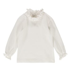 T-shirt con colletto e manche arricciate