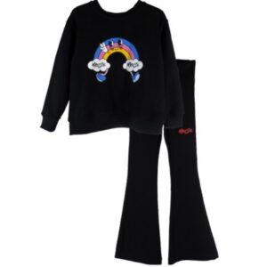 Completo felpa e leggings stampa arcobaleno
