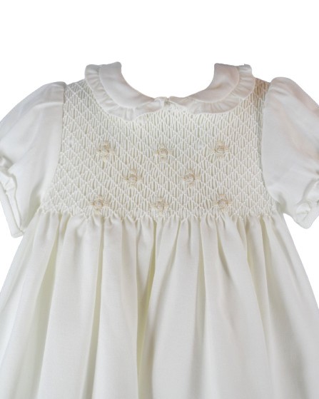 Vestito battesimale in flanella con coulotte