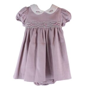 Vestito con ricamo punto smock in flanella e coulotte