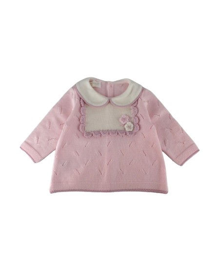 Completo due pezzi con fiori all'uncinetto