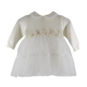 Vestito in maglia e tulle con fiocchetti
