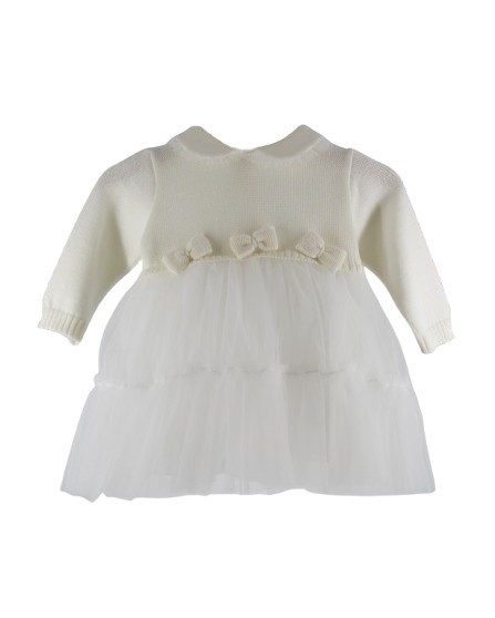Vestito in maglia e tulle con fiocchetti