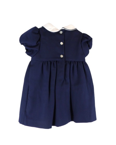 Vestito in flanella con ricamo punto smock