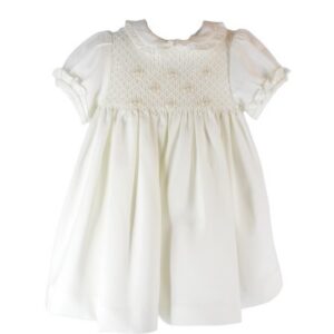 Vestito battesimale in flanella con coulotte