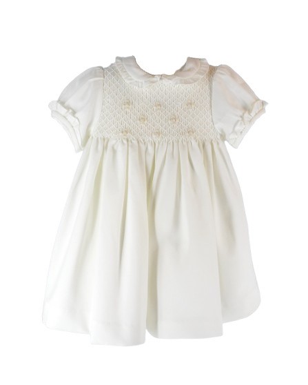 Vestito battesimale in flanella con coulotte