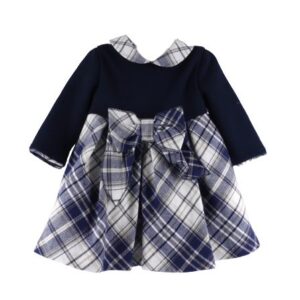 Vestito quadri con colletto e fiocco