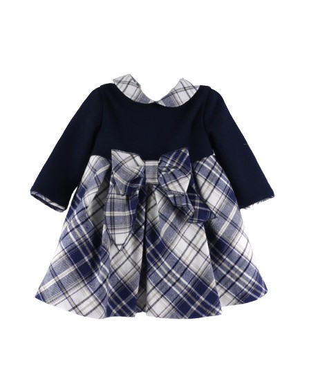 Vestito quadri con colletto e fiocco