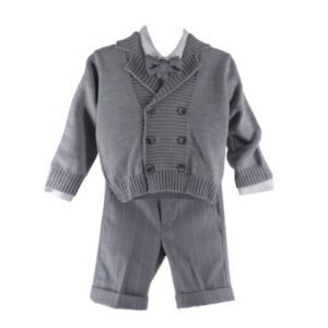 Completo cardigan, camicia con papillon e pantalone