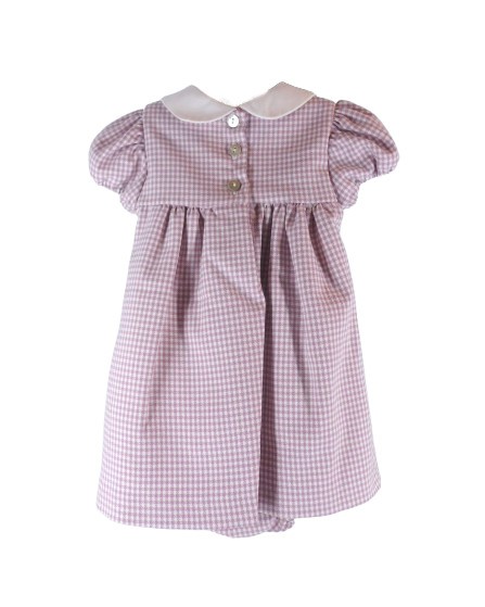 Vestito con ricamo punto smock in flanella e coulotte