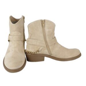 Stivale texano basso in camoscio con catena posteriore e zip