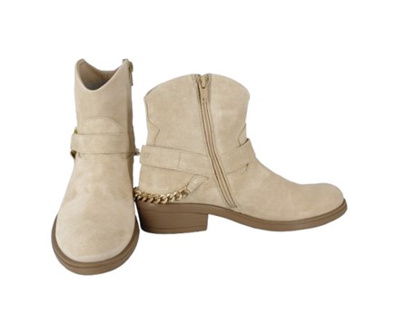 Stivale texano basso in camoscio con catena posteriore e zip