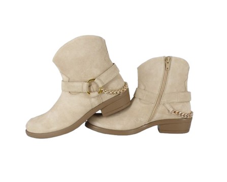 Stivale texano basso in camoscio con catena posteriore e zip