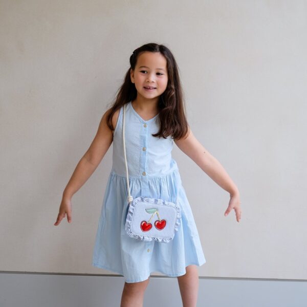 Borsa a righe con ciliegie e tracolla